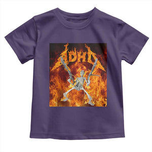 Funny Skeleton ADHD Toddler T Shirt Meme Flames Neurodivergent Gen Z TS10 Purple Print Your Wear