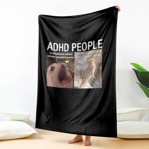 ADHD Cat Meme Throw Blanket Funny Panic Cat Mental Health Awareness TS10 Print Your Wear