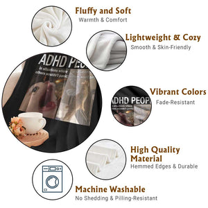 ADHD Cat Meme Throw Blanket Funny Panic Cat Mental Health Awareness TS10 Print Your Wear