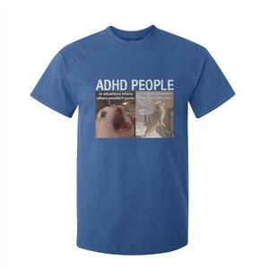 ADHD Cat Meme T Shirt For Kid Funny Panic Cat Mental Health Awareness TS10 Royal Blue Print Your Wear