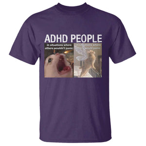 ADHD Cat Meme T Shirt Funny Panic Cat Mental Health Awareness TS10 Purple Print Your Wear