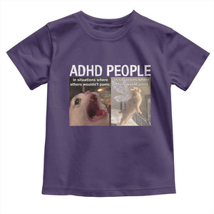 ADHD Cat Meme Toddler T Shirt Funny Panic Cat Mental Health Awareness TS10 Purple Print Your Wear