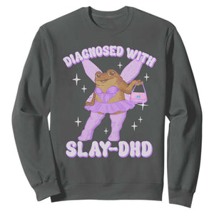 ADHD Meme Sweatshirt Funny Slay DHD Frog Neurodivergent TS10 Dark Heather Print Your Wear