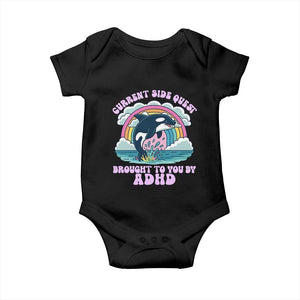 Side Quest ADHD Baby Onesie Funny Neurodivergent Meme TS10 Black Print Your Wear