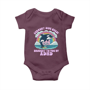 Side Quest ADHD Baby Onesie Funny Neurodivergent Meme TS10 Maroon Print Your Wear