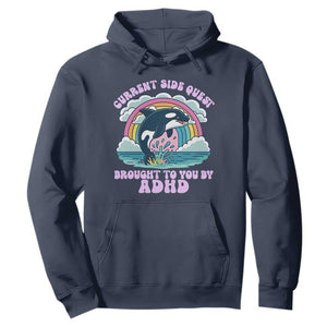 Side Quest ADHD Hoodie Funny Neurodivergent Meme TS10 Navy Print Your Wear