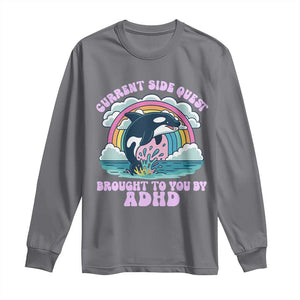 Side Quest ADHD Long Sleeve Shirt Funny Neurodivergent Meme TS10 Charcoal Print Your Wear
