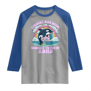 Side Quest ADHD Raglan Shirt Funny Neurodivergent Meme TS10 Sport Gray Royal Print Your Wear