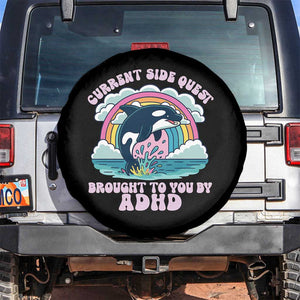 Side Quest ADHD Spare Tire Cover Funny Neurodivergent Meme TS10 No hole Black Print Your Wear