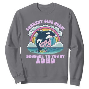 Side Quest ADHD Sweatshirt Funny Neurodivergent Meme TS10 Charcoal Print Your Wear