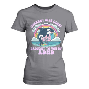Side Quest ADHD T Shirt For Women Funny Neurodivergent Meme TS10 Charcoal Print Your Wear