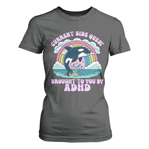 Side Quest ADHD T Shirt For Women Funny Neurodivergent Meme TS10 Dark Heather Print Your Wear