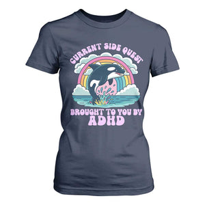 Side Quest ADHD T Shirt For Women Funny Neurodivergent Meme TS10 Navy Print Your Wear