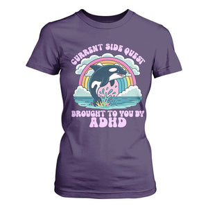 Side Quest ADHD T Shirt For Women Funny Neurodivergent Meme TS10 Purple Print Your Wear