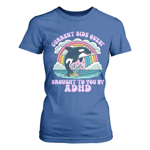 Side Quest ADHD T Shirt For Women Funny Neurodivergent Meme TS10 Royal Blue Print Your Wear