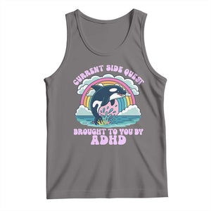 Side Quest ADHD Tank Top Funny Neurodivergent Meme TS10 Deep Heather Print Your Wear
