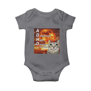 ADHD Cat Meme Baby Onesie Funny Kitty Flames Neurodivergent Gen Z TS10 Charcoal Print Your Wear