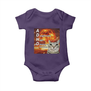 ADHD Cat Meme Baby Onesie Funny Kitty Flames Neurodivergent Gen Z TS10 Purple Print Your Wear