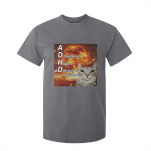 ADHD Cat Meme T Shirt For Kid Funny Kitty Flames Neurodivergent Gen Z TS10 Charcoal Print Your Wear