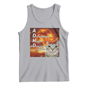 ADHD Cat Meme Tank Top Funny Kitty Flames Neurodivergent Gen Z TS10 Athletic Heather Print Your Wear