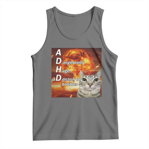 ADHD Cat Meme Tank Top Funny Kitty Flames Neurodivergent Gen Z TS10 Black Heather Print Your Wear