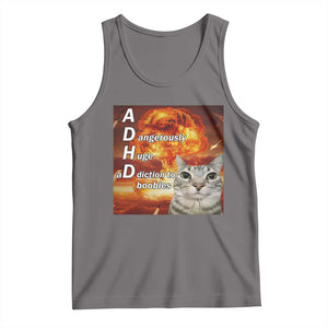 ADHD Cat Meme Tank Top Funny Kitty Flames Neurodivergent Gen Z TS10 Deep Heather Print Your Wear