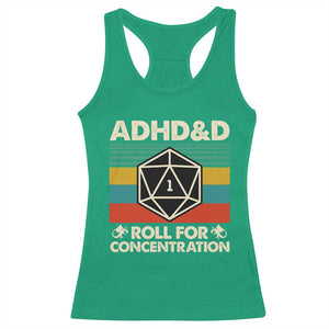 ADHD&D Roll for Concentration Racerback Tank Top Retro 90s ADHD Roll For Concentration Funny Gamer TS10 Irish Green Print Your Wear