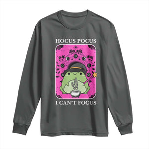 ADHD Meme Long Sleeve Shirt Neurodivergent Wizard Frog I Cant Focus TS10 Dark Heather Print Your Wear