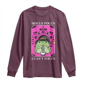 ADHD Meme Long Sleeve Shirt Neurodivergent Wizard Frog I Cant Focus TS10 Maroon Print Your Wear