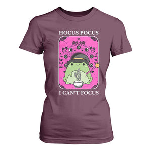 ADHD Meme T Shirt For Women Neurodivergent Wizard Frog I Cant Focus TS10 Maroon Print Your Wear