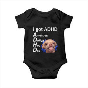 Funny ADHD Dog Meme Baby Onesie Attention Deficit Hey Dog Humor Lovers TS10 Black Print Your Wear