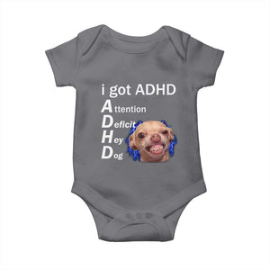 Funny ADHD Dog Meme Baby Onesie Attention Deficit Hey Dog Humor Lovers TS10 Charcoal Print Your Wear