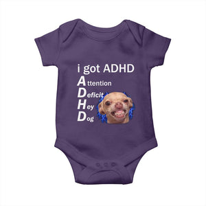 Funny ADHD Dog Meme Baby Onesie Attention Deficit Hey Dog Humor Lovers TS10 Purple Print Your Wear