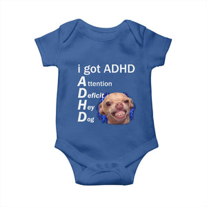 Funny ADHD Dog Meme Baby Onesie Attention Deficit Hey Dog Humor Lovers TS10 Royal Blue Print Your Wear