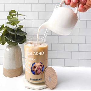 Funny ADHD Dog Meme Glass Can Attention Deficit Hey Dog Humor Lovers TS10 Print Your Wear