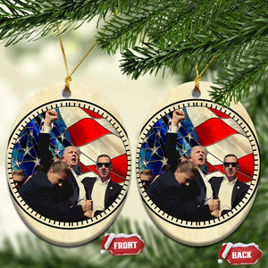 Trump 2024 Christmas Ornament with Raised Fist Stained Glass American Pride Keepsake TS10 Oval Stained Glass Print Your Wear