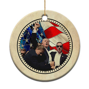 Trump 2024 Christmas Ornament with Raised Fist Stained Glass American Pride Keepsake TS10 Print Your Wear