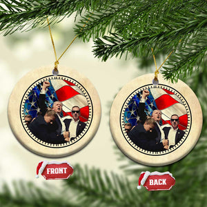 Trump 2024 Christmas Ornament with Raised Fist Stained Glass American Pride Keepsake TS10 Circle Stained Glass Print Your Wear