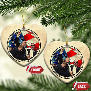 Trump 2024 Christmas Ornament with Raised Fist Stained Glass American Pride Keepsake TS10 Heart Stained Glass Print Your Wear