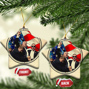 Trump 2024 Christmas Ornament with Raised Fist Stained Glass American Pride Keepsake TS10 Star Stained Glass Print Your Wear