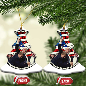 Trump 2024 Christmas Ornament Trump Shot Fist Pump Fight Fight Fight Stained Glass TS10 Christmas Tree Stained Glass Print Your Wear