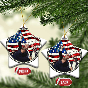 Trump 2024 Christmas Ornament Trump Shot Fist Pump Fight Fight Fight Stained Glass TS10 Star Stained Glass Print Your Wear