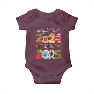 New Year 2025 Baby Onesie Merry Christmas Good Bye 2024 Hello 2025 TS10 Maroon Print Your Wear