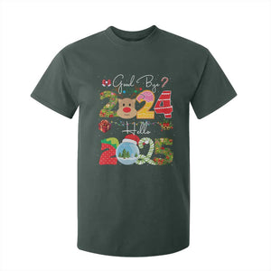 New Year 2025 T Shirt For Kid Merry Christmas Good Bye 2024 Hello 2025 TS10 Dark Forest Green Print Your Wear