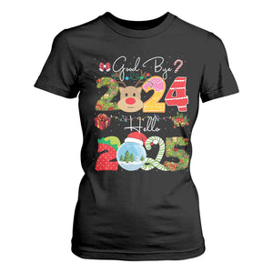 New Year 2025 T Shirt For Women Merry Christmas Good Bye 2024 Hello 2025 TS10 Black Print Your Wear