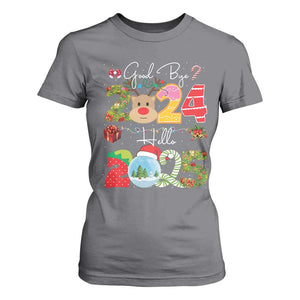 New Year 2025 T Shirt For Women Merry Christmas Good Bye 2024 Hello 2025 TS10 Charcoal Print Your Wear