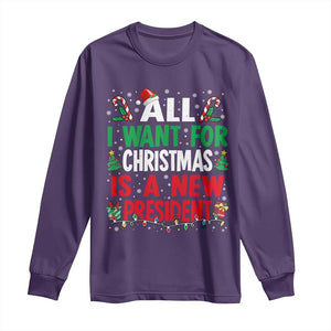 All I Want for Christmas Is A New President Long Sleeve Shirt Subtle FDT Sarcastic Holiday TS10 Purple Print Your Wear