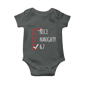 67 Christmas Baby Onesie Funny Nice Naughty Six Seven 6 7 Meme Brain Rot TS10 Dark Heather Print Your Wear