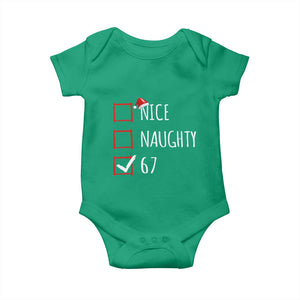 67 Christmas Baby Onesie Funny Nice Naughty Six Seven 6 7 Meme Brain Rot TS10 Irish Green Print Your Wear