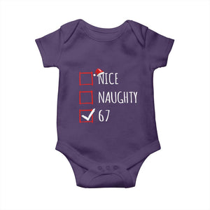 67 Christmas Baby Onesie Funny Nice Naughty Six Seven 6 7 Meme Brain Rot TS10 Purple Print Your Wear